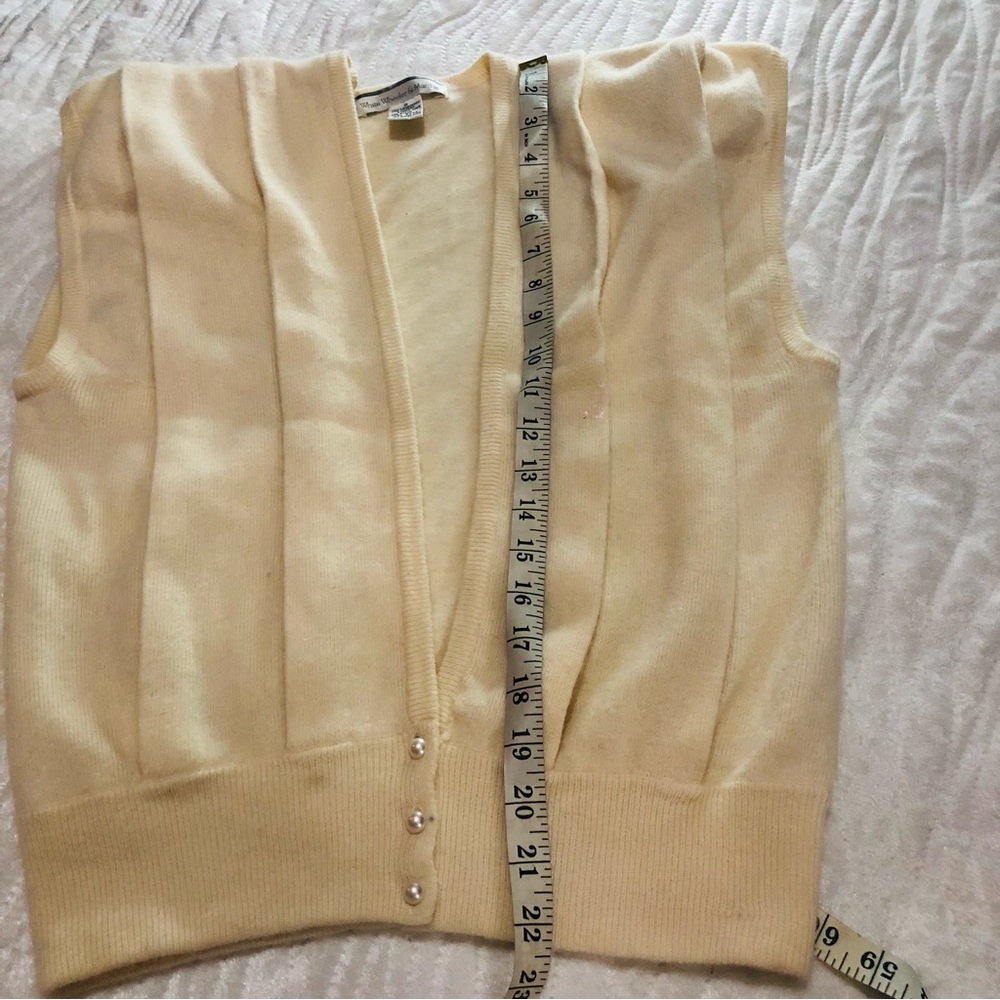Vintage 70s 80s white wheeler & Martha light academia lambswool vest - Picture 12 of 15